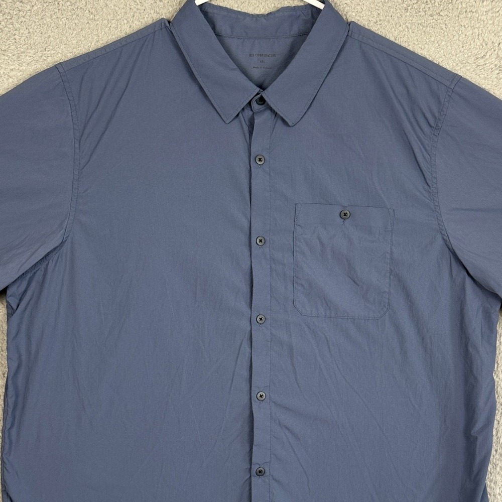 REI Co-op Shirt Mens 2XL Slate Blue Button Up Hiking Outdoor Stretch Camping EUC